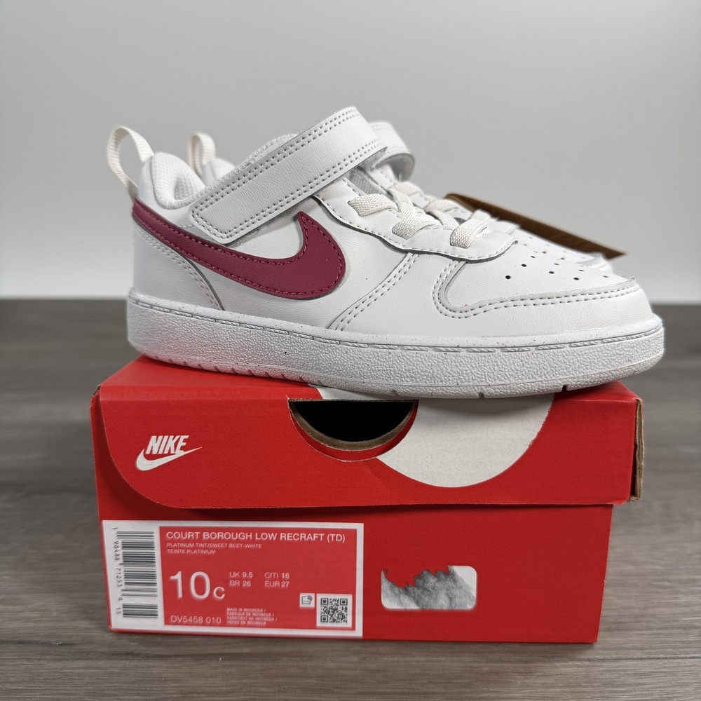 Nike Court Borough Low Recraft Shoes Kids Size 10C White Sneakers DV5458-010